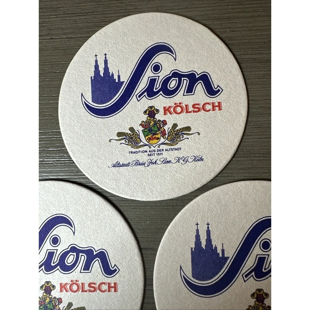 6 Sion Kolsch 4 Inch Round Beer‎ Coaster RARE VINTAGE